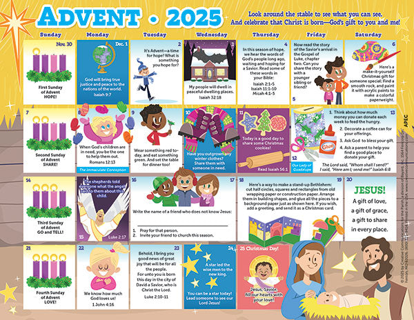 Daily Advent 2025 Calendar for Kids (Set of 50)