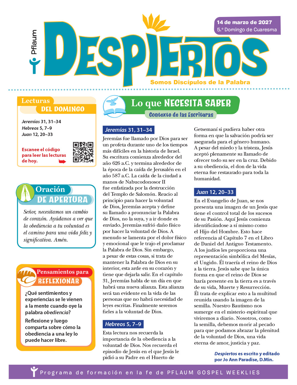 Despiertos – Somos Discípulos de la Palabra (Edición trimestral 2026-27-Unidad 4)
