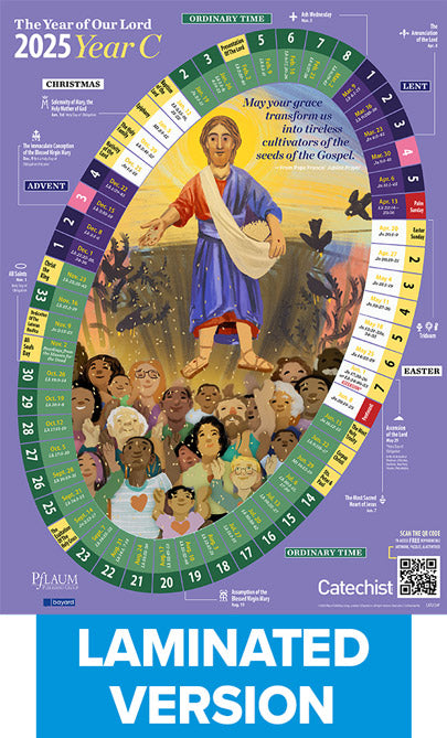 Laminated - The Year of Our Lord 2025 — Classroom Liturgical Calendar / El Año de Nuestro Señor 2025 — Un calendario litúrgico para el aula  (Bilingual)