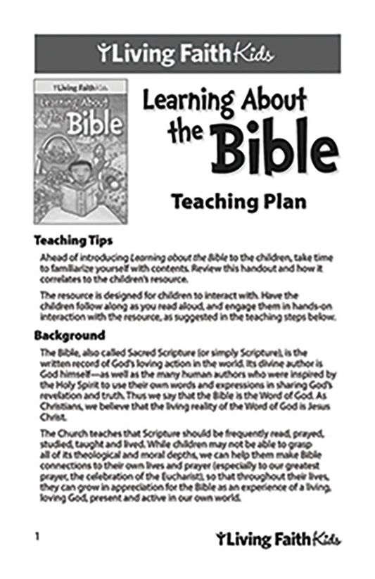 Learning About the Bible Teacher Plan