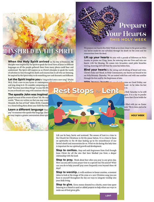 Lent, Holy Week and Pentecost Bulletin Inserts