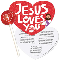 Jesus Loves You Valentines Day Candy Card with Sucker