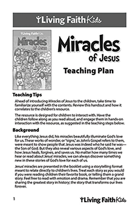 Miracles of Jesus Teacher Plan