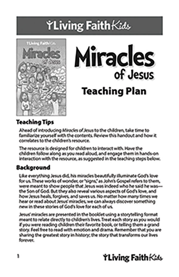 Living Faith Kids: Miracles of Jesus Teacher Guide