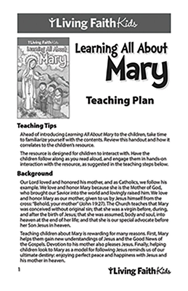 Living Faith Kids: Learning All About Mary Teacher Guide