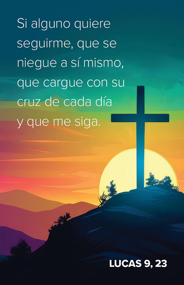 Lent Prayer Card Spanish - Luke 9:23 (Set of 50)