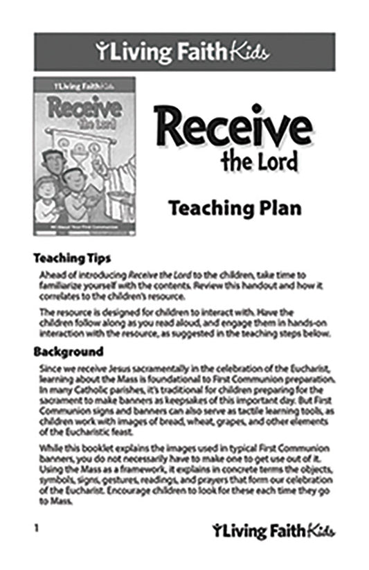 Receive the Lord Teacher Plan