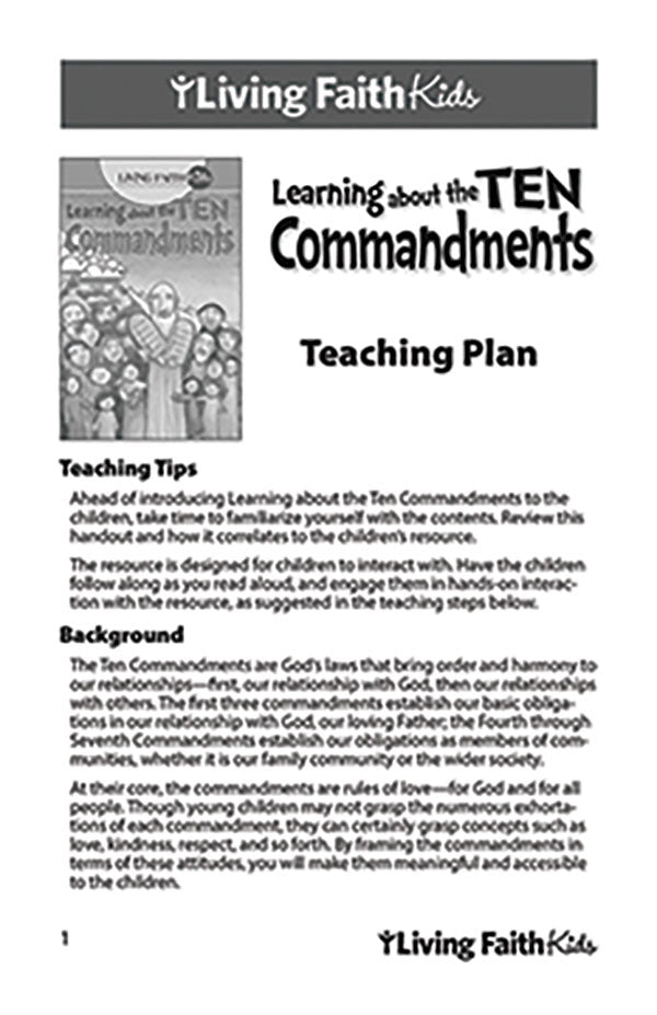 Learning About the Ten Commandments Teacher Plan