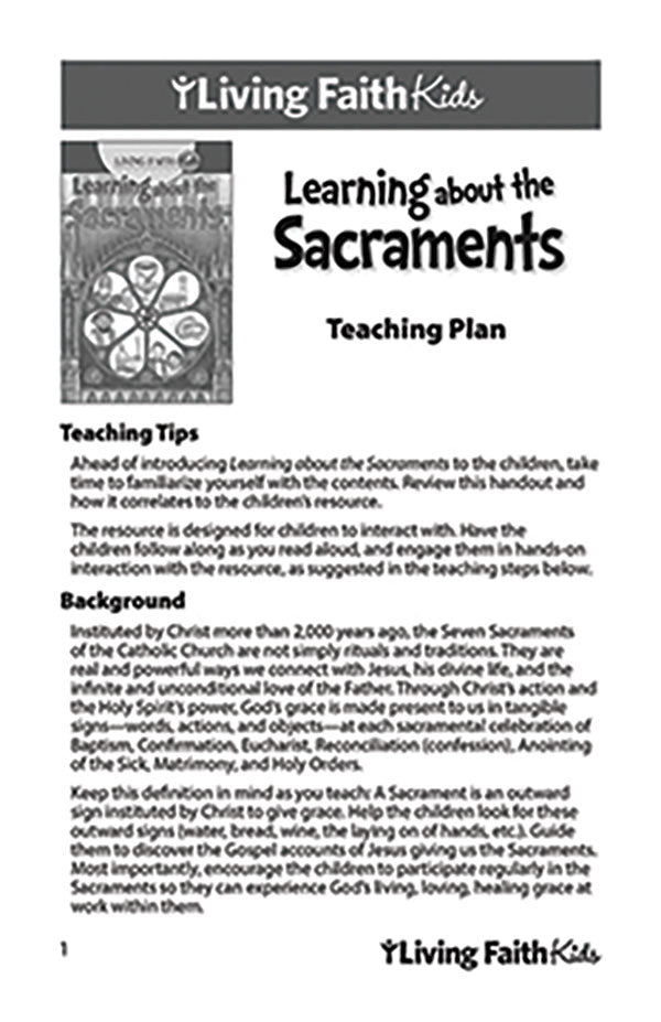 Learning about the Sacraments Teacher Plan