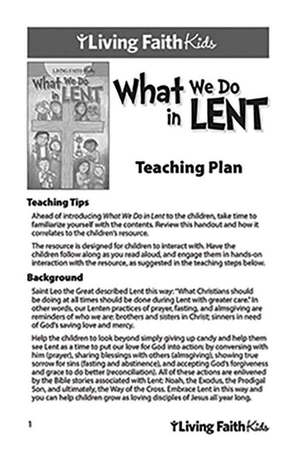 Living Faith Kids: What We Do in Lent Teacher Guide