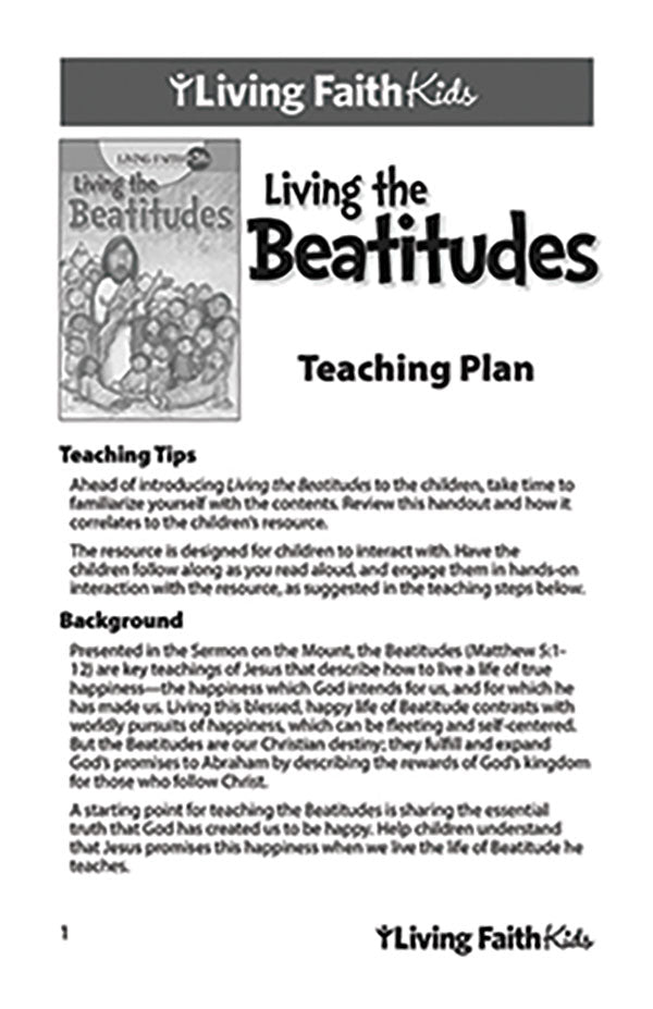 Living the Beatitudes Teacher Plan