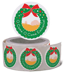 O Come, O Come, Emmanuel - Christmas Sticker Roll (Roll of 100 Stickers)