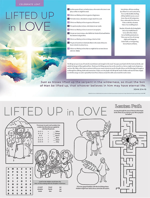 Lifted Up In Love: Lent Placemat (Set of 50)