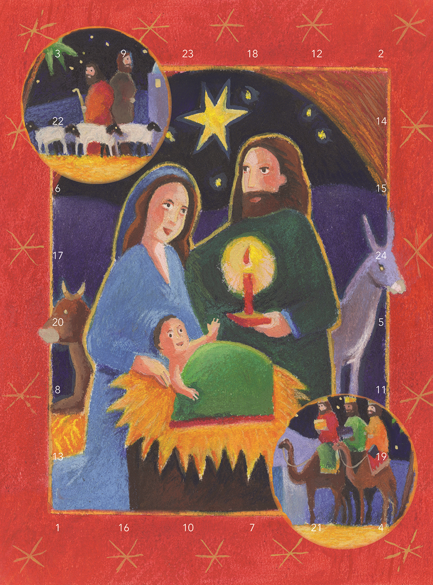 "Come To Bethlehem And See Advent Window Calendar" features a scene of the Nativity.