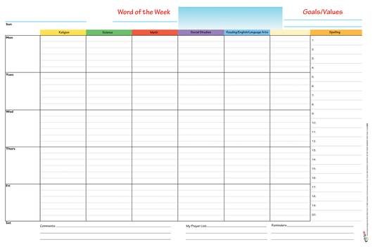 Laminated Assignment Wall Chart For Grades 4-6