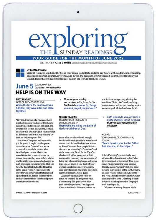 June 2022 Exploring the Sunday Readings Digital Edition first page in a tablet.