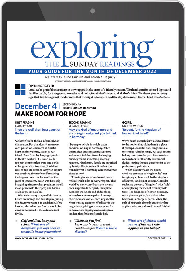 December 2022 Exploring the Sunday Readings Digital Edition first page on a tablet.