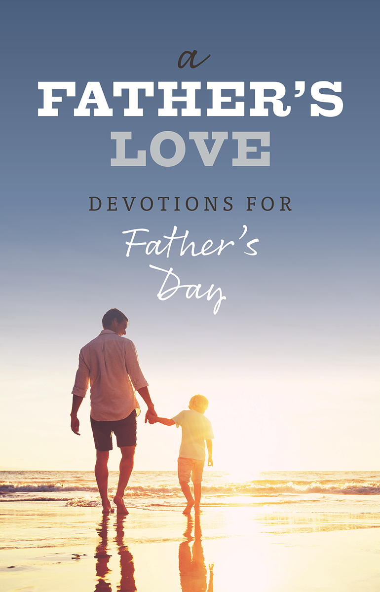 "A Father's Love Booklet" cover features a father and his son walking on a beach.