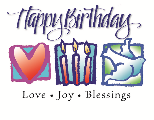 "Happy Birthday Card. Love, Joy, Blessings" presentation picture.