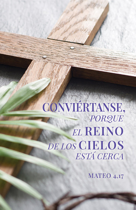 Picture of "Lent 2021 Spanish Prayer Card" features a wooden cross.