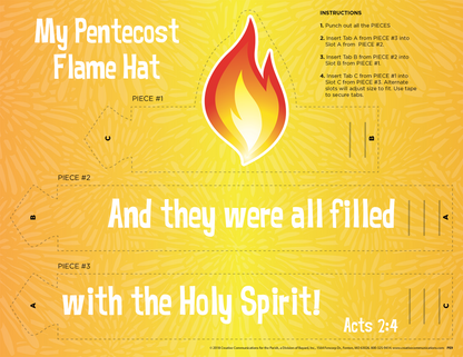  Pentecost Flames Hat instruction page.