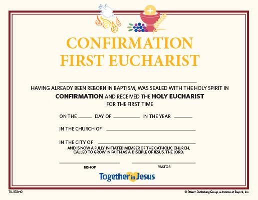 Confirmation with First Eucharist Certificate — Set of 10 — Together in Jesus
