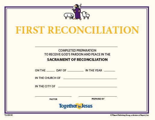 First Reconciliation Certificates — Set of 10 — Together in Jesus