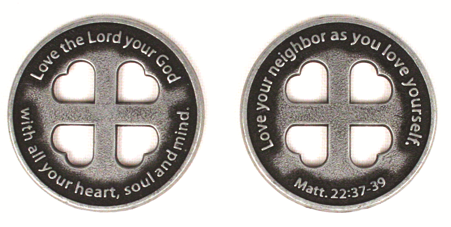 Picture of two "Greatest Commandment Coin".